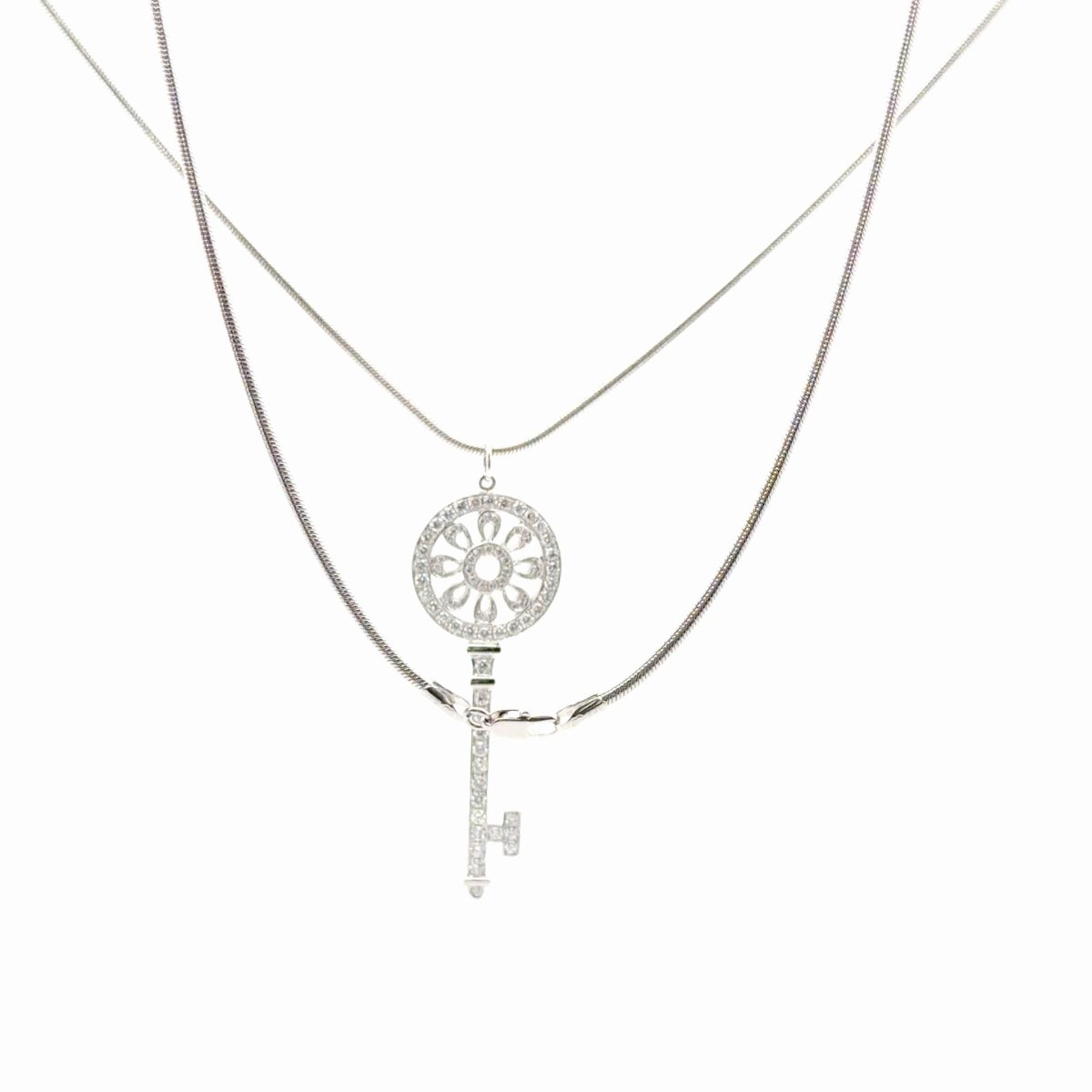 18ct White Gold Rope Necklace and Diamond Key Pendant - Mega Cash Sydney