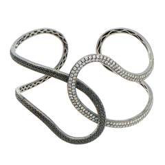18ct White Gold Sculptural Black and White Diamond Bangle with Valuation - Mega Cash Sydney