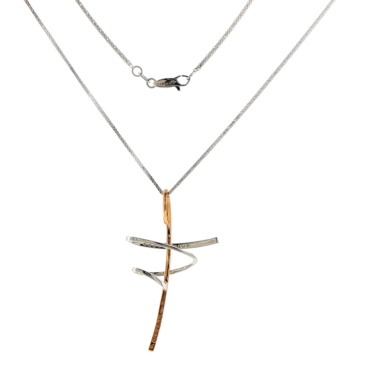18ct White Gold Sculptural Two-Tone Diamond Pendant Necklace - Mega Cash Sydney