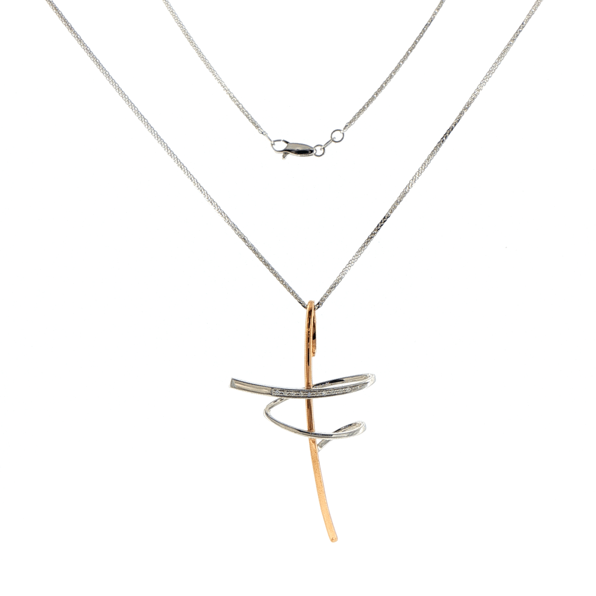18ct White Gold Sculptural Two-Tone Diamond Pendant Necklace - Mega Cash Sydney