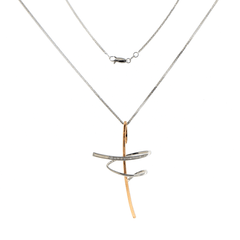 18ct White Gold Sculptural Two-Tone Diamond Pendant Necklace - Mega Cash Sydney