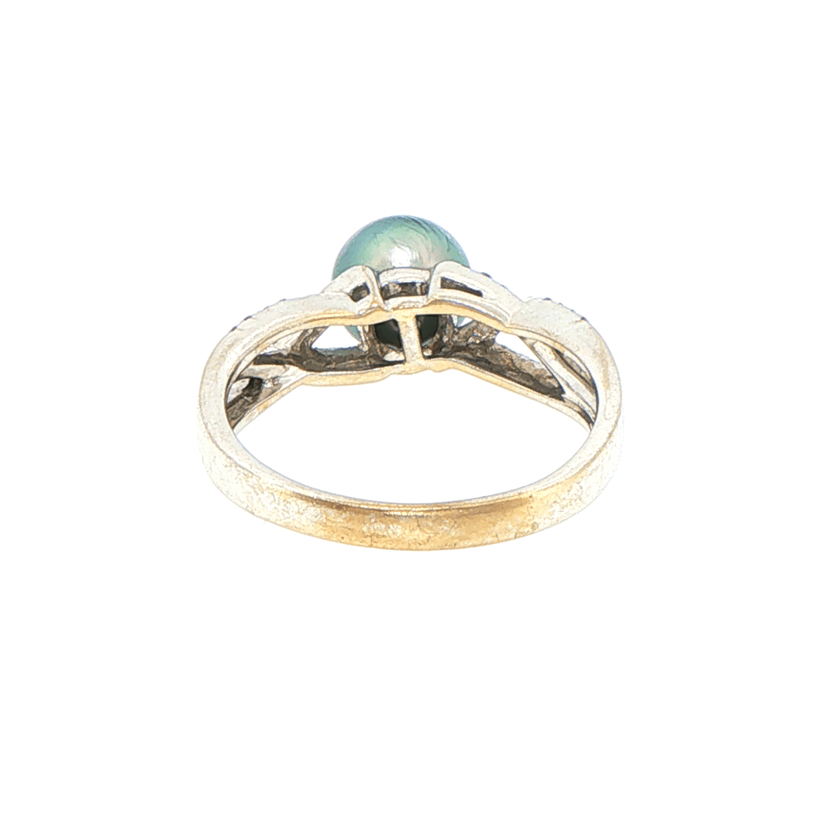 18ct White Gold Twisted Split Shank Pearl and Diamond Multistone Ring - Mega Cash Sydney