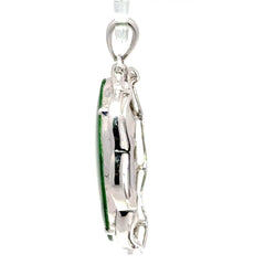 18ct White Gold Vibrant Green Oval Jade Pendant - Mega Cash Sydney