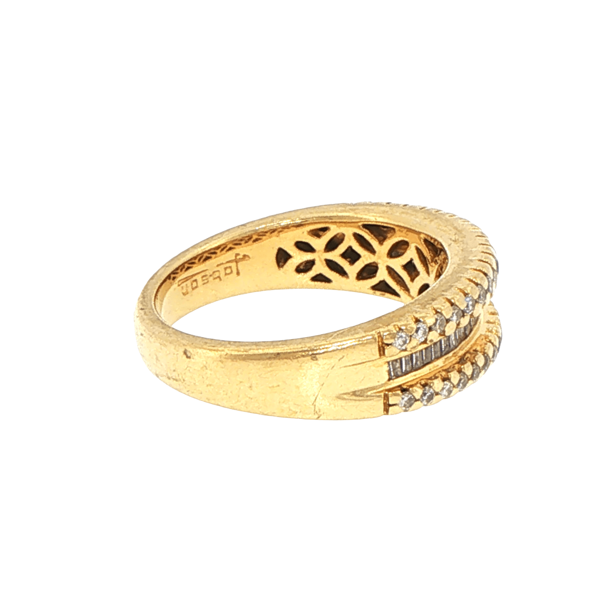 18ct Yellow Gold Baguette and Round Diamond Band Ring - Mega Cash Sydney