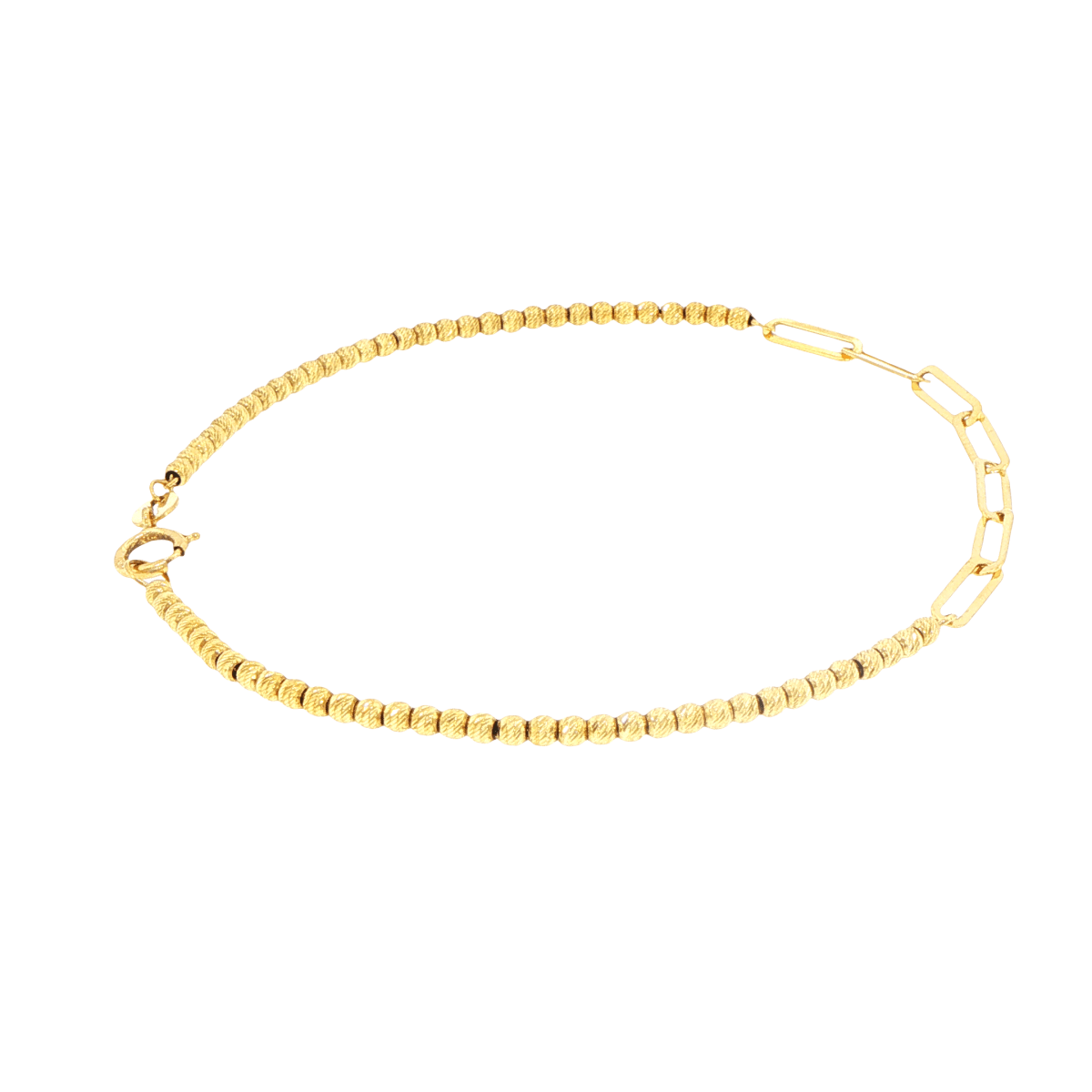 18ct Yellow Gold Beaded and Paperclip Link Bracelet - Mega Cash Sydney