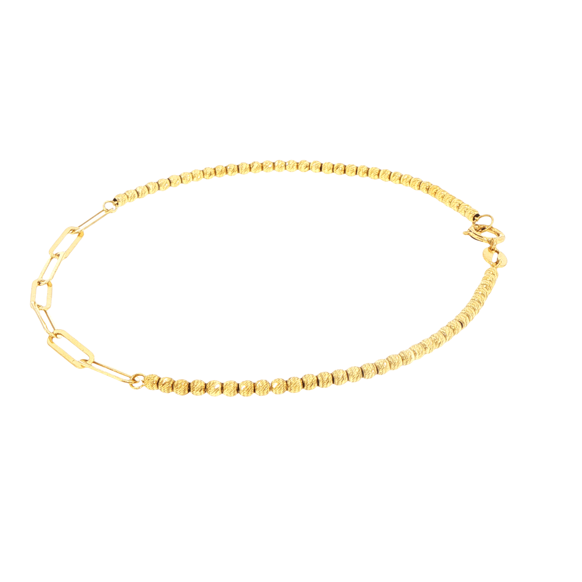 18ct Yellow Gold Beaded and Paperclip Link Bracelet - Mega Cash Sydney