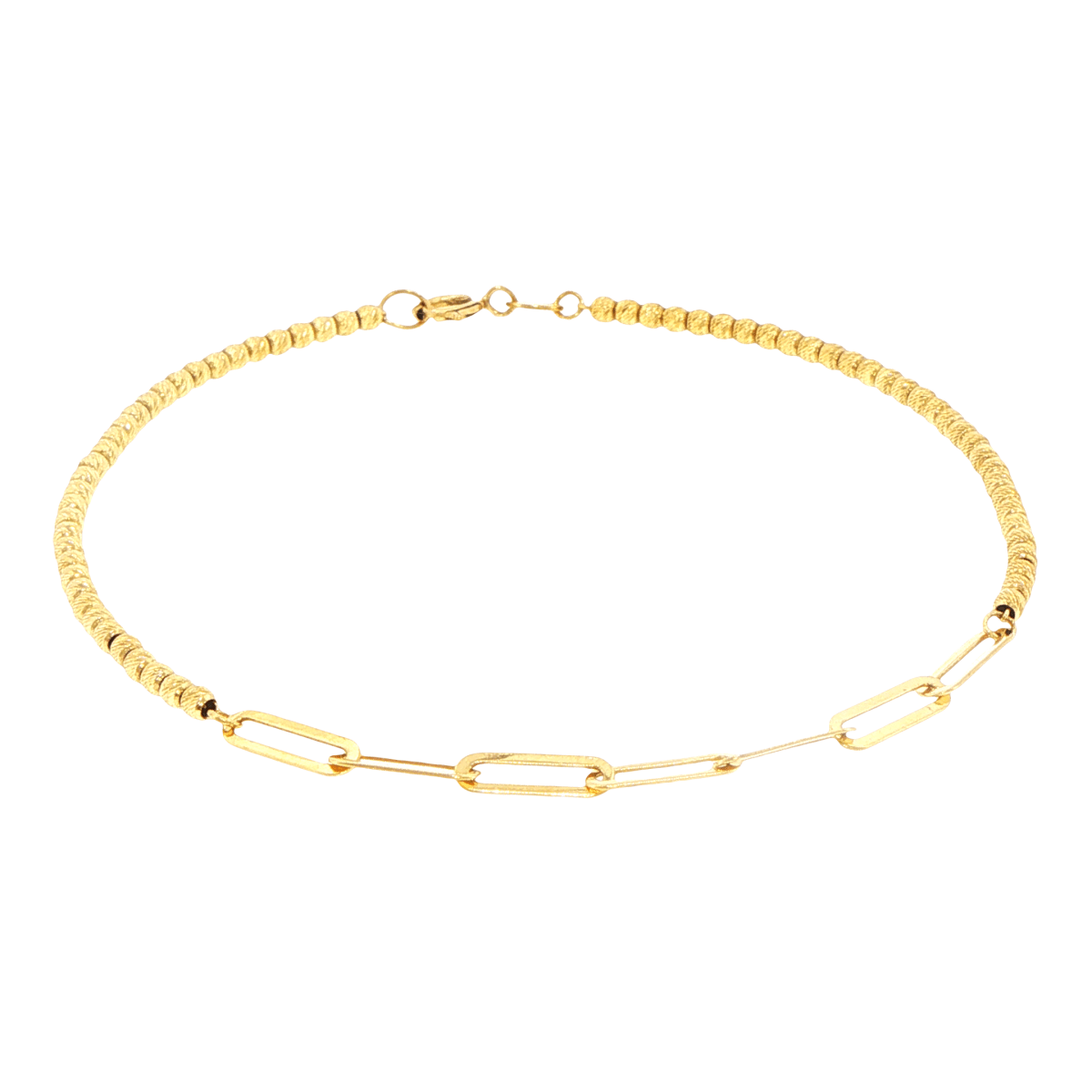 18ct Yellow Gold Beaded and Paperclip Link Bracelet - Mega Cash Sydney