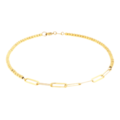 18ct Yellow Gold Beaded and Paperclip Link Bracelet - Mega Cash Sydney