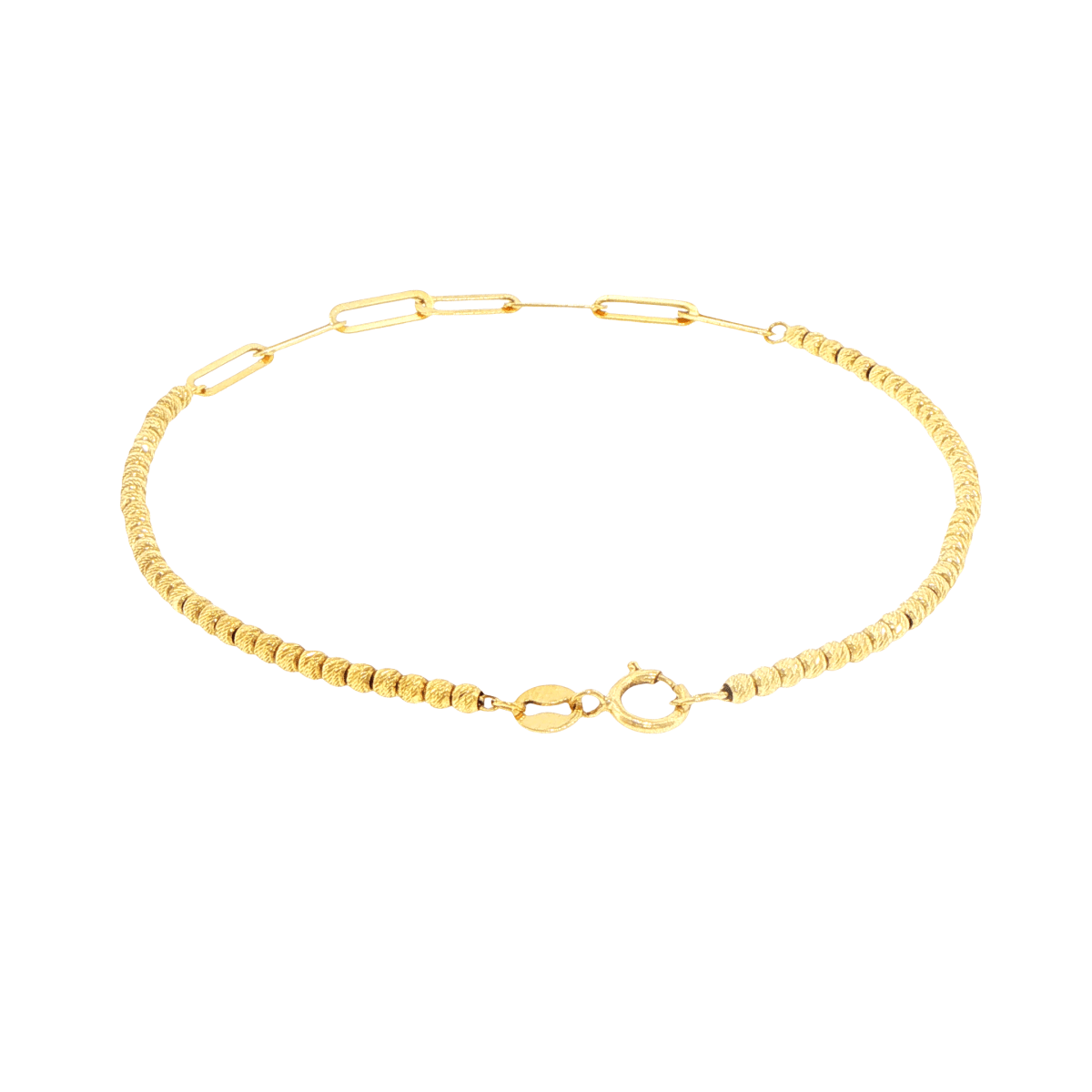 18ct Yellow Gold Beaded and Paperclip Link Bracelet - Mega Cash Sydney