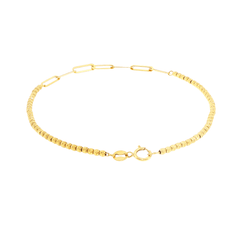 18ct Yellow Gold Beaded and Paperclip Link Bracelet - Mega Cash Sydney