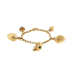 18ct Yellow Gold Belcher Charm Bracelet with Enamel Figural Charms - Mega Cash Sydney
