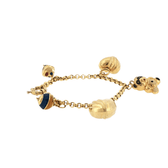 18ct Yellow Gold Belcher Charm Bracelet with Enamel Figural Charms - Mega Cash Sydney