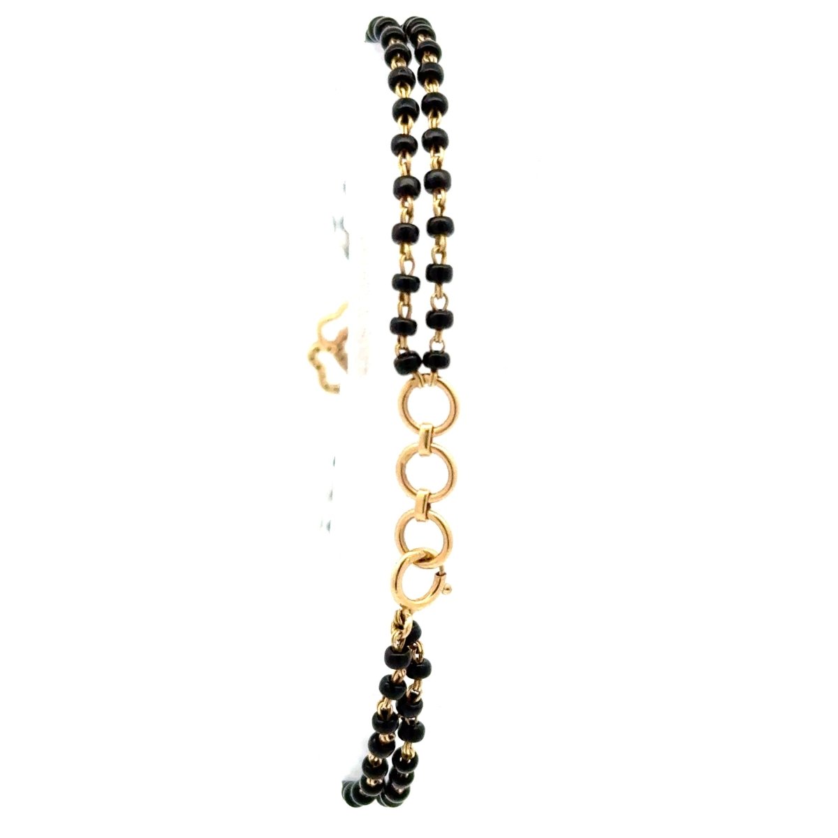 18ct Yellow Gold Black Beaded Floral Bracelet - Mega Cash Sydney