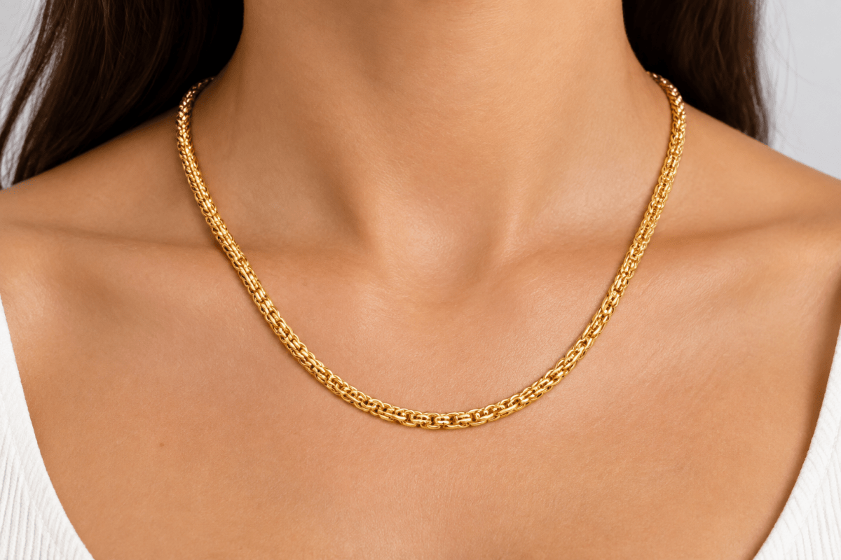 18ct Yellow Gold Byzantine Interlocking Chain Necklace - Mega Cash Sydney