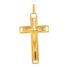 18ct Yellow Gold Crucifix Pendant with Open Border Design - Mega Cash Sydney