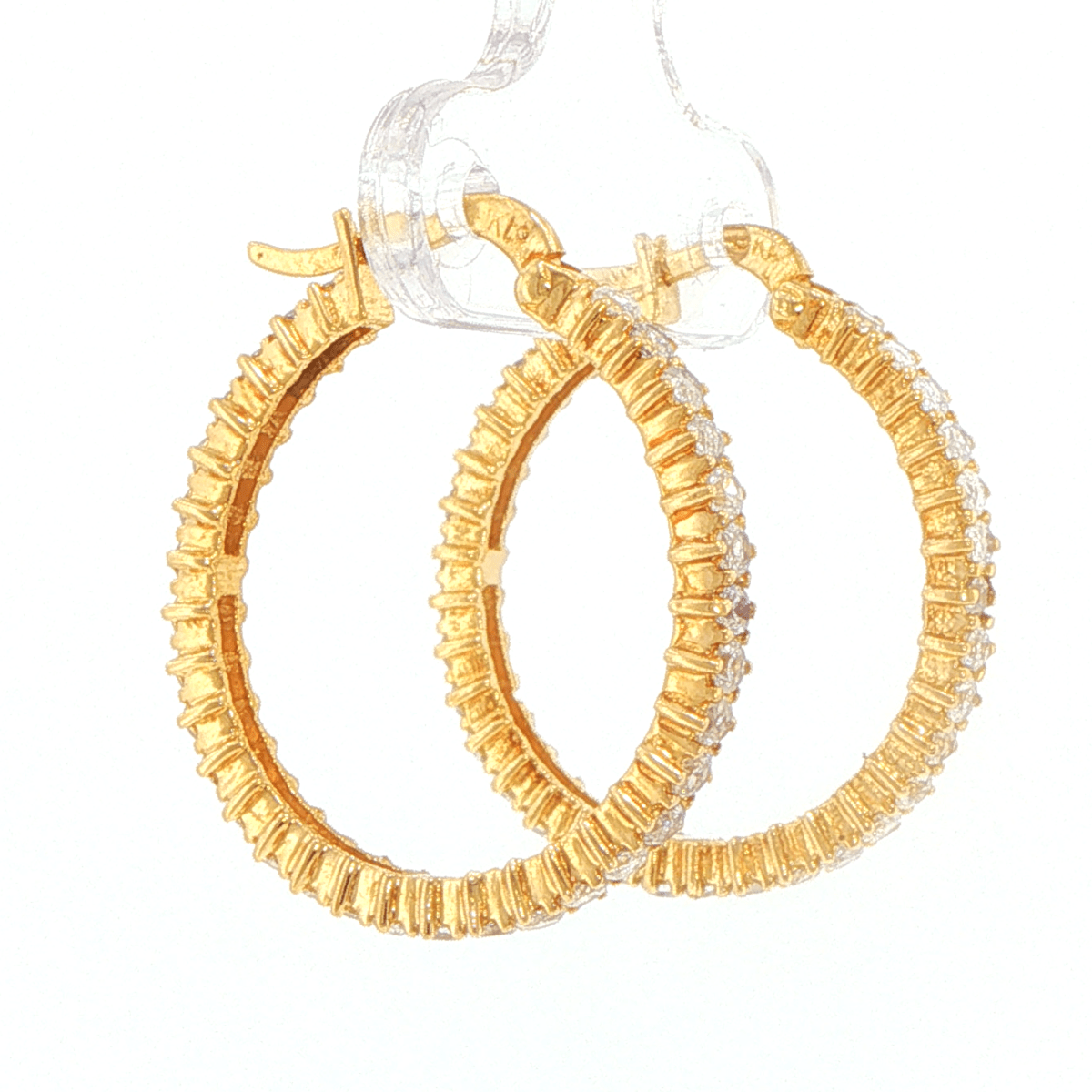 18ct Yellow Gold Cubic Zirconia Hoop Earrings - Mega Cash Sydney