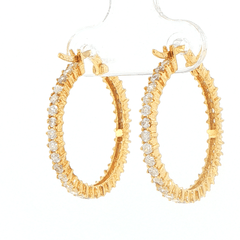 18ct Yellow Gold Cubic Zirconia Hoop Earrings - Mega Cash Sydney