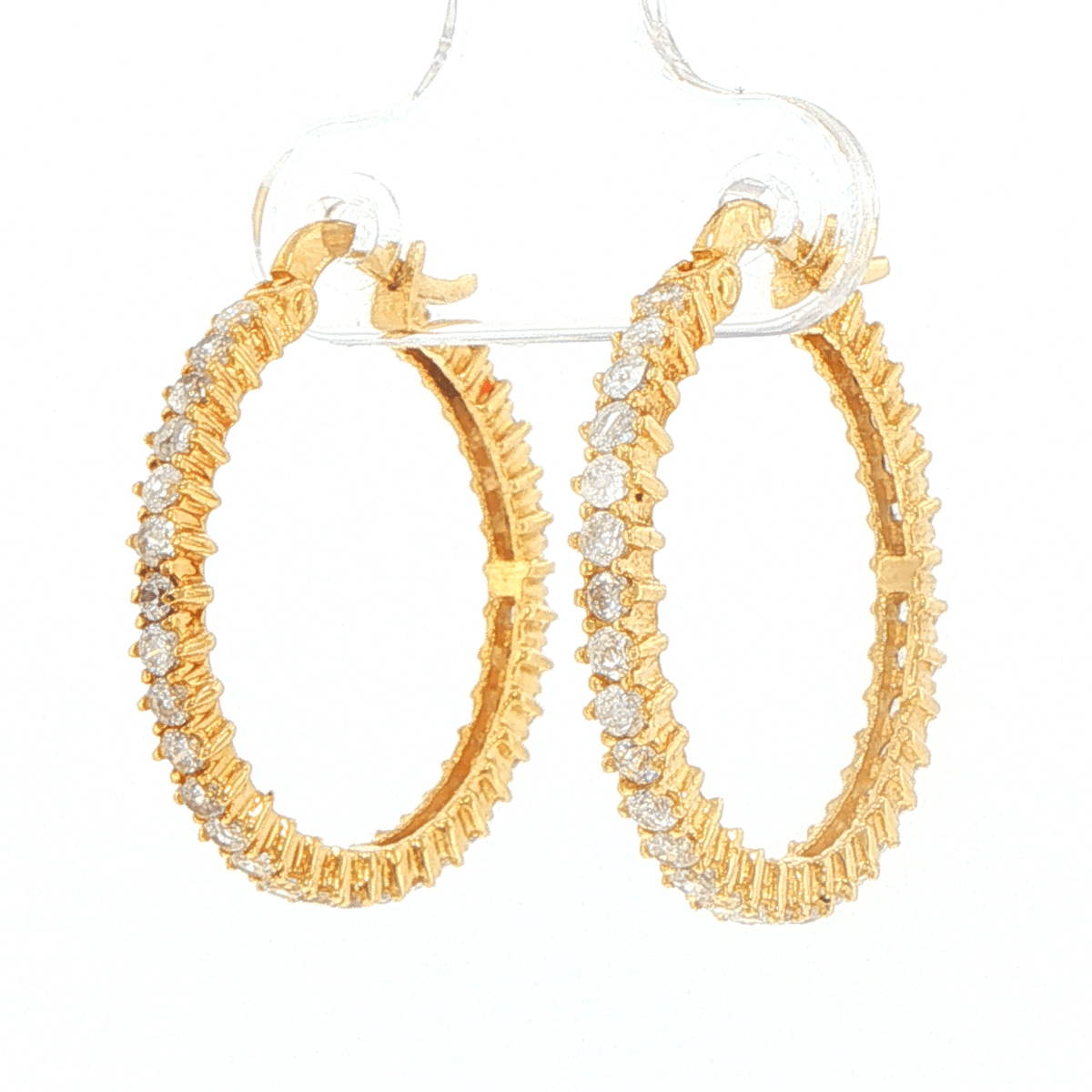 18ct Yellow Gold Cubic Zirconia Hoop Earrings - Mega Cash Sydney