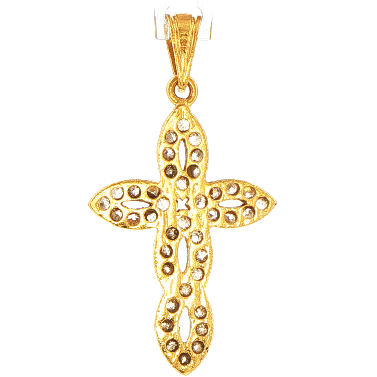 18ct Yellow Gold Cubic Zirconia Infinity Loop Cross Pendant - Mega Cash Sydney