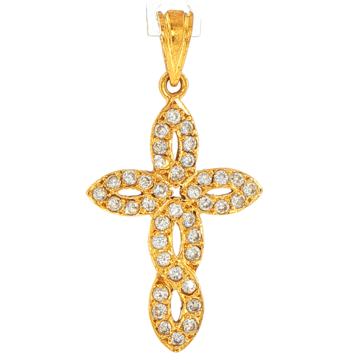 18ct Yellow Gold Cubic Zirconia Infinity Loop Cross Pendant - Mega Cash Sydney