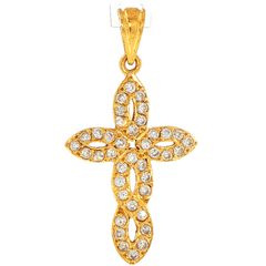 18ct Yellow Gold Cubic Zirconia Infinity Loop Cross Pendant - Mega Cash Sydney