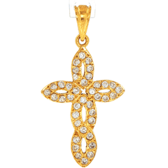 18ct Yellow Gold Cubic Zirconia Infinity Loop Cross Pendant - Mega Cash Sydney