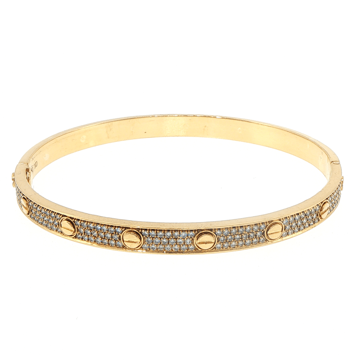 18ct Yellow Gold Diamond Accent Screw Motif Bangle - Mega Cash Sydney