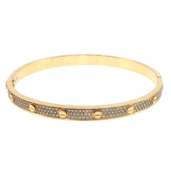18ct Yellow Gold Diamond Accent Screw Motif Bangle - Mega Cash Sydney