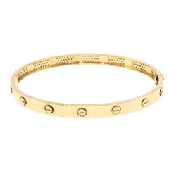 18ct Yellow Gold Diamond Accent Screw Motif Bangle - Mega Cash Sydney