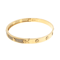 18ct Yellow Gold Diamond Accent Screw Motif Bangle - Mega Cash Sydney