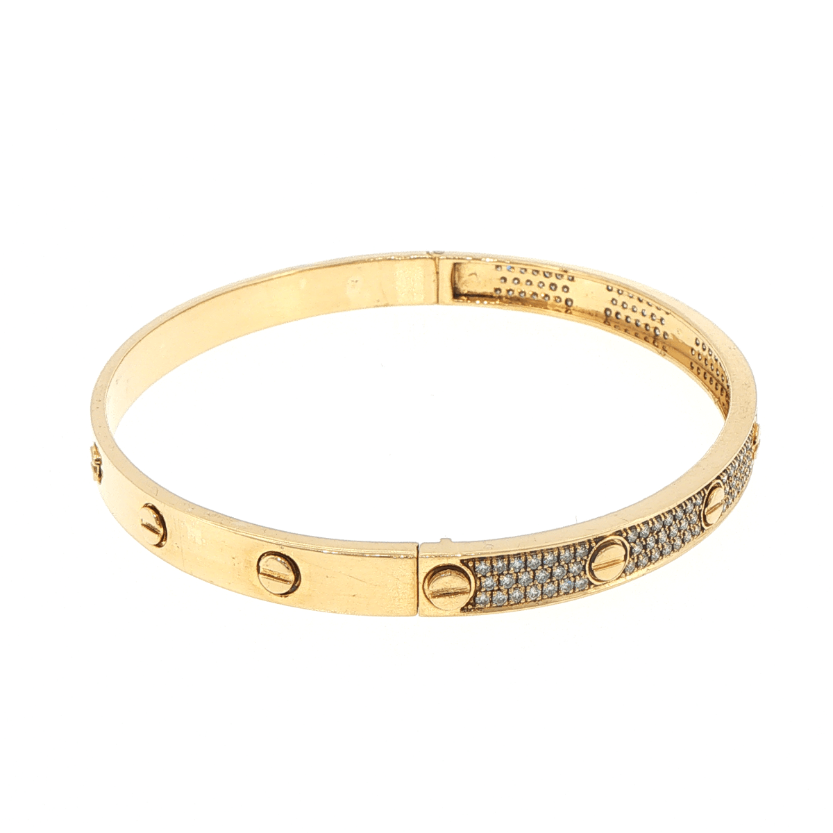 18ct Yellow Gold Diamond Accent Screw Motif Bangle - Mega Cash Sydney