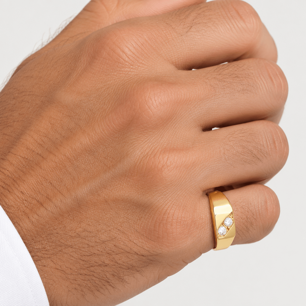 18ct Yellow Gold Diamond Accent Signet Ring - Mega Cash Sydney