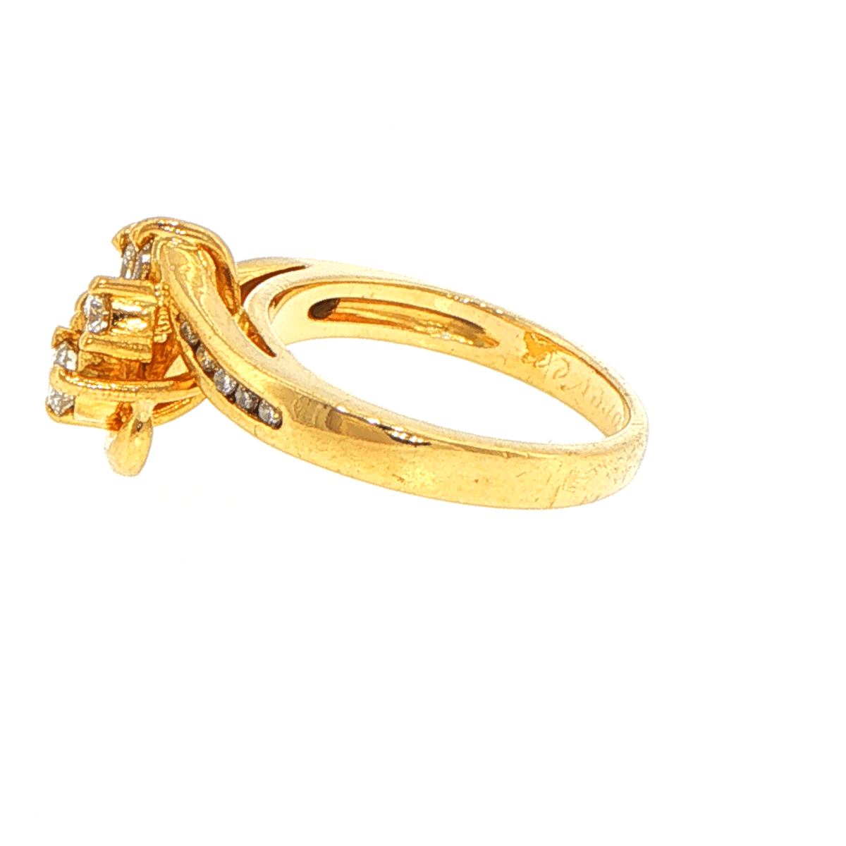 18ct Yellow Gold Diamond Cluster Bypass Ring - Mega Cash Sydney