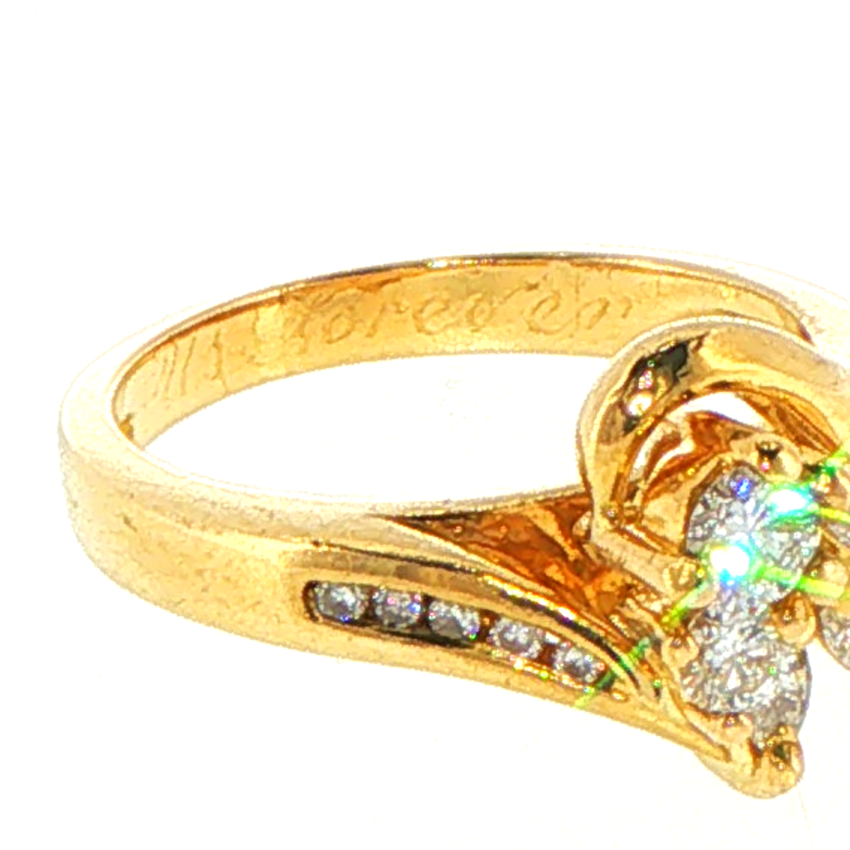 18ct Yellow Gold Diamond Cluster Bypass Ring - Mega Cash Sydney