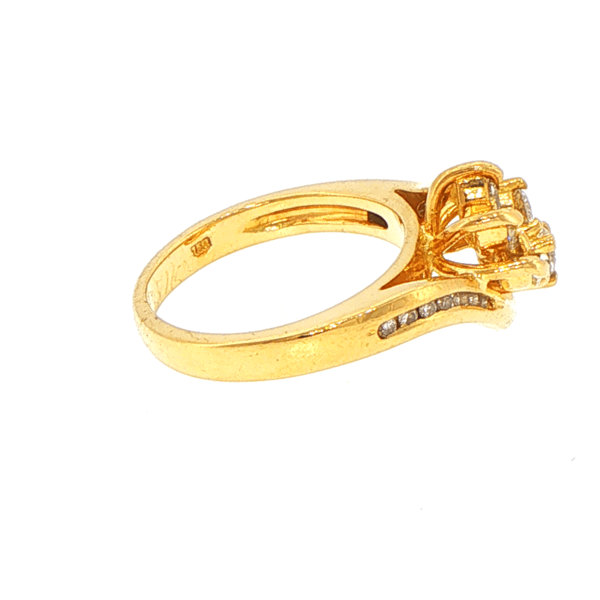 18ct Yellow Gold Diamond Cluster Bypass Ring - Mega Cash Sydney