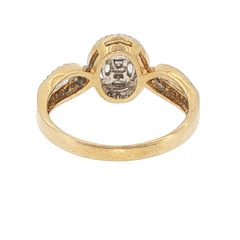 18ct Yellow Gold Diamond Cluster Halo Ring with Split Shank - Mega Cash Sydney