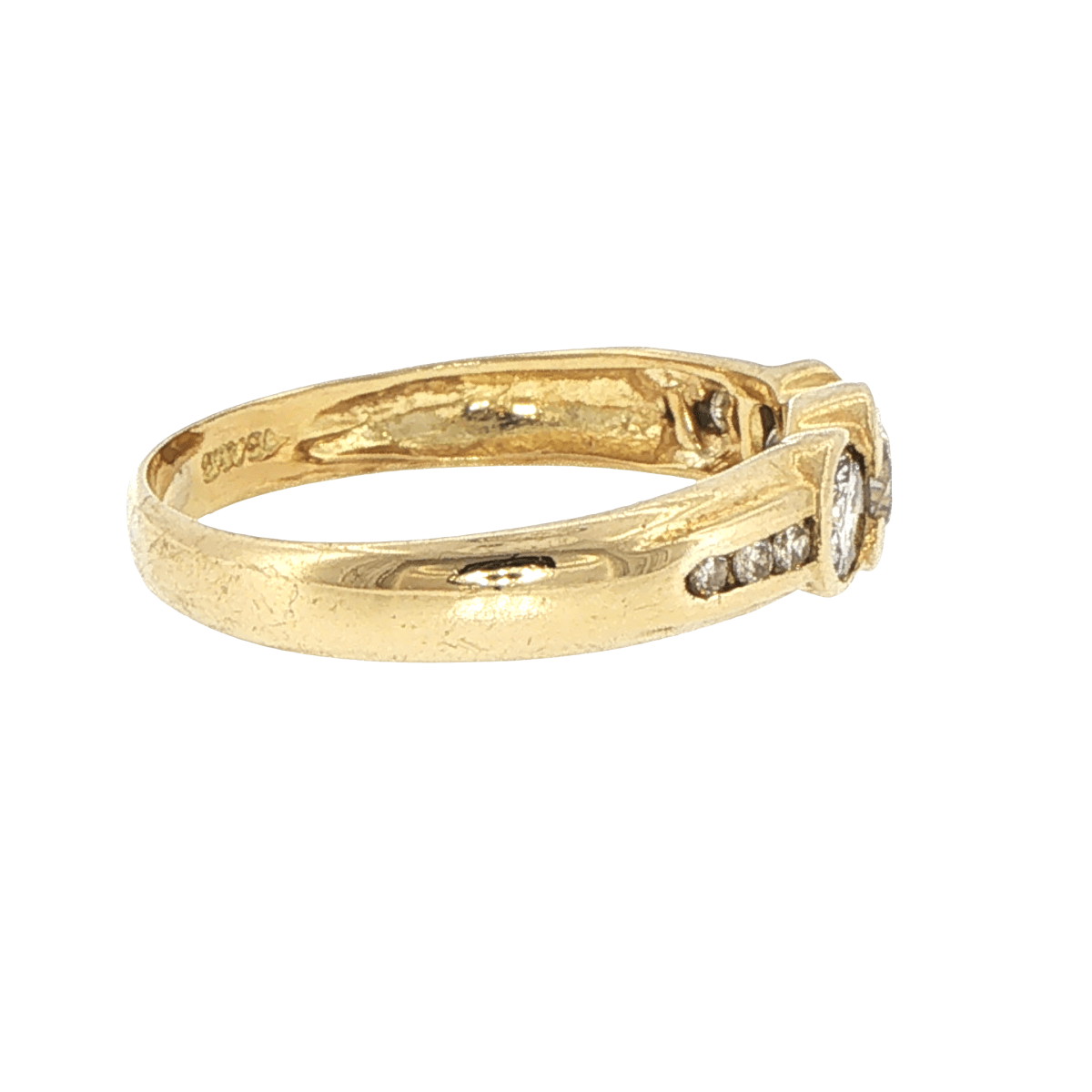 18ct Yellow Gold Diamond Trilogy Ring with Channel Accents and Valuation - Mega Cash Sydney