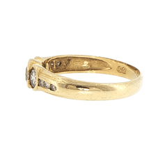 18ct Yellow Gold Diamond Trilogy Ring with Channel Accents and Valuation - Mega Cash Sydney