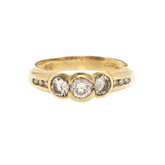18ct Yellow Gold Diamond Trilogy Ring with Channel Accents and Valuation - Mega Cash Sydney