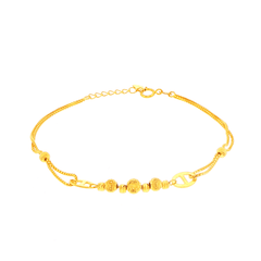 18ct Yellow Gold Double-Strand Beaded Chain Bracelet - Mega Cash Sydney