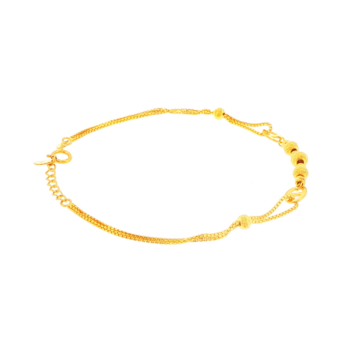 18ct Yellow Gold Double-Strand Beaded Chain Bracelet - Mega Cash Sydney