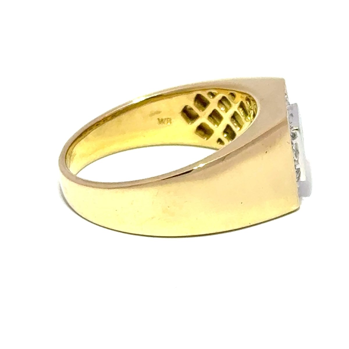 18ct Yellow Gold Geometric Diamond Cluster Signet Ring - Mega Cash Sydney