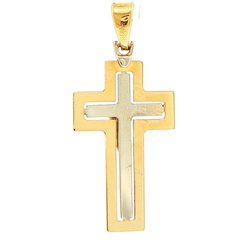 18ct Yellow Gold Layered Two-Tone Crucifix Pendant - Mega Cash Sydney