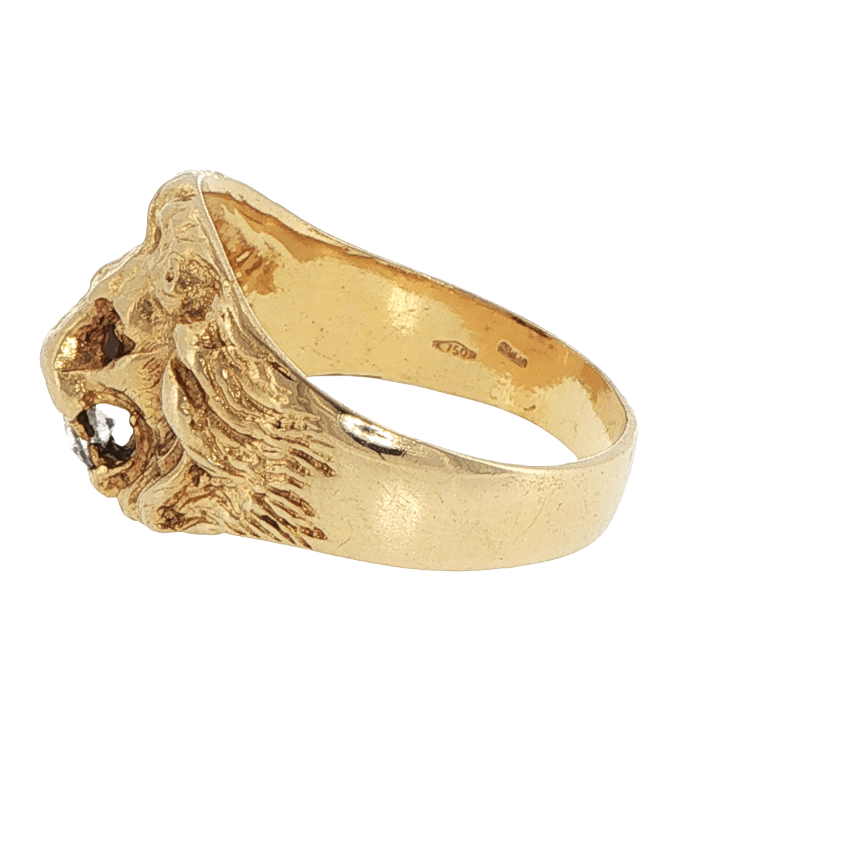 18ct Yellow Gold Lion Head Signet Ring with Rubies and Cubic Zirconia - Mega Cash Sydney