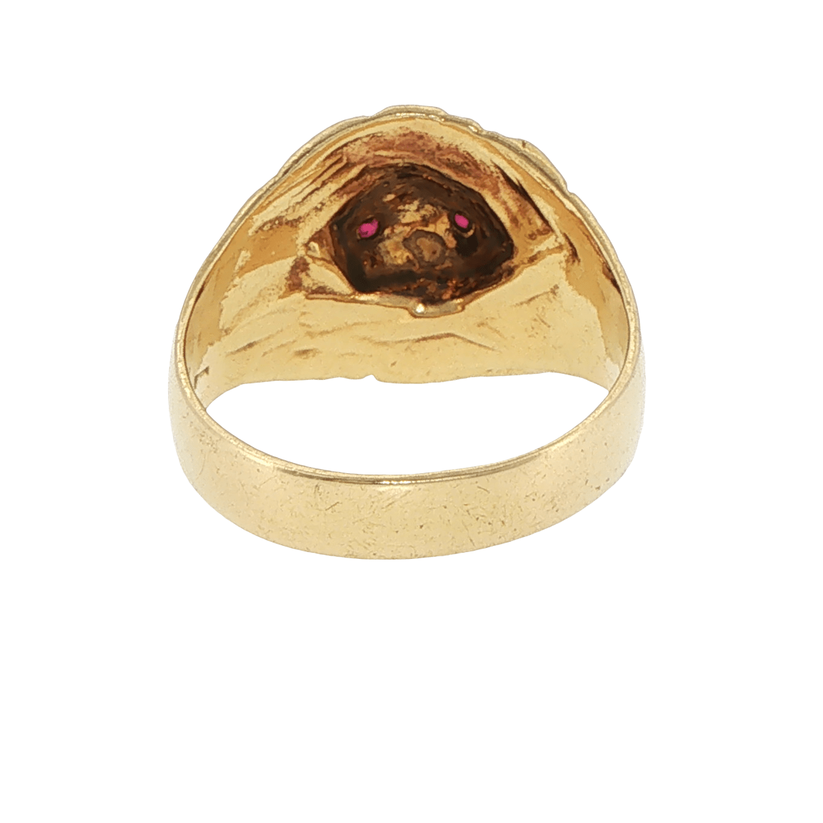 18ct Yellow Gold Lion Head Signet Ring with Rubies and Cubic Zirconia - Mega Cash Sydney