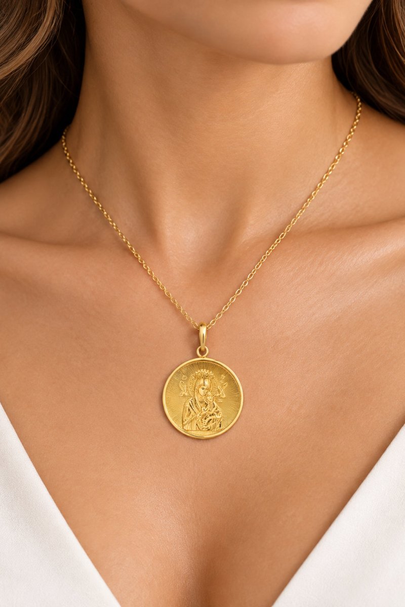 18ct Yellow Gold Madonna and Child Medallion Pendant - Mega Cash Sydney