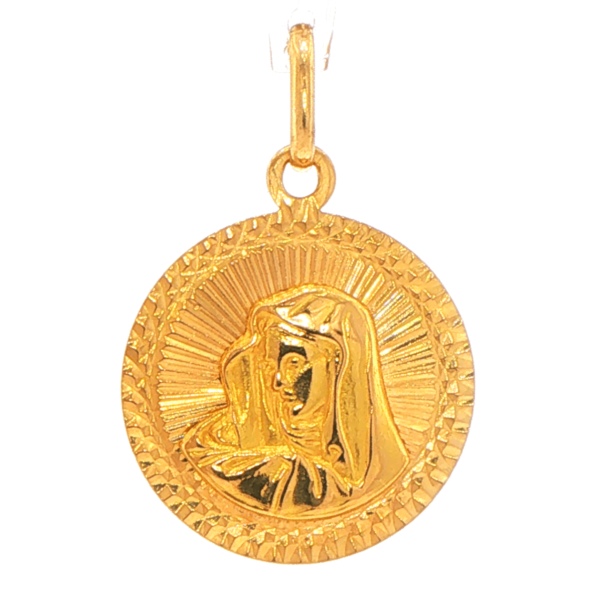 18ct Yellow Gold Madonna Medallion Pendant with Sunburst Detail - Mega Cash Sydney