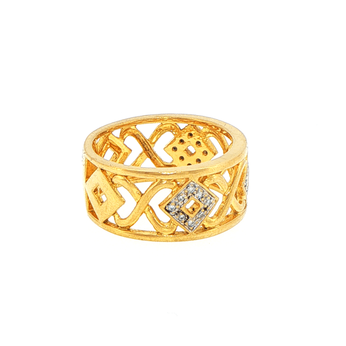 18ct Yellow Gold Openwork Diamond Accent Band Ring - Mega Cash Sydney