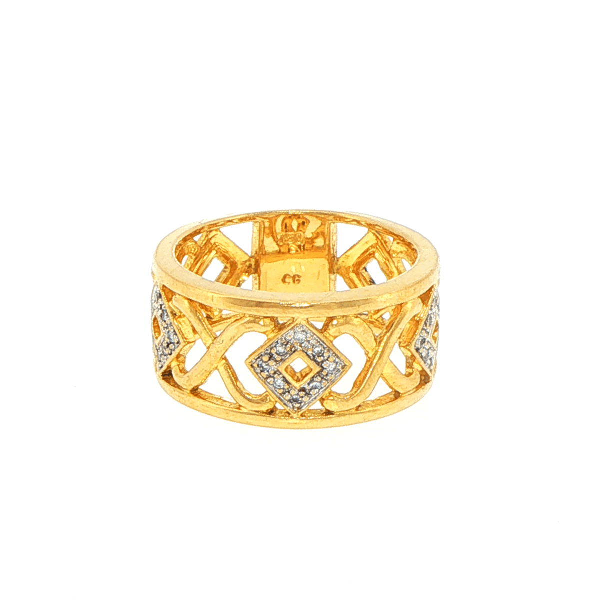18ct Yellow Gold Openwork Diamond Accent Band Ring - Mega Cash Sydney