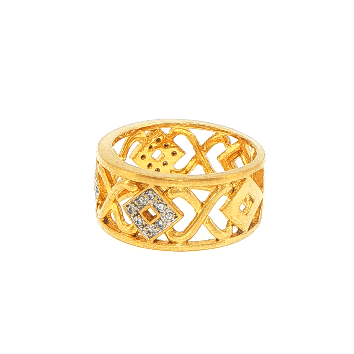 18ct Yellow Gold Openwork Diamond Accent Band Ring - Mega Cash Sydney